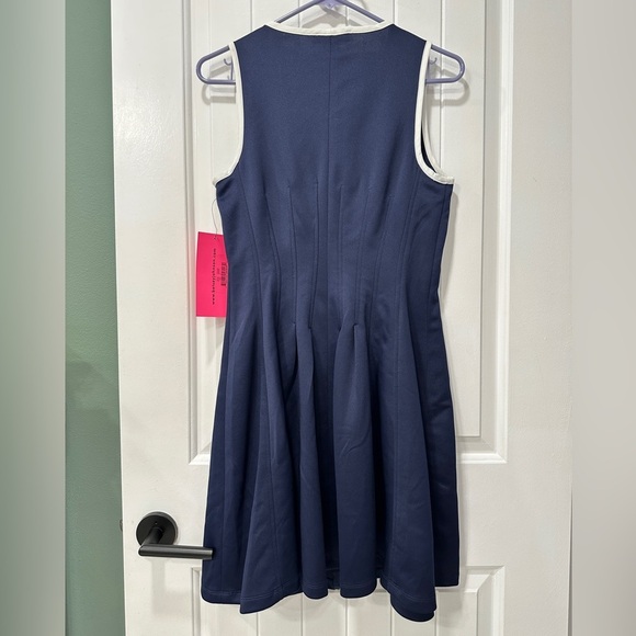 NWT Betsey Johnson Navy Front Zip Fit and Flare Dress - Picture 5 of 7